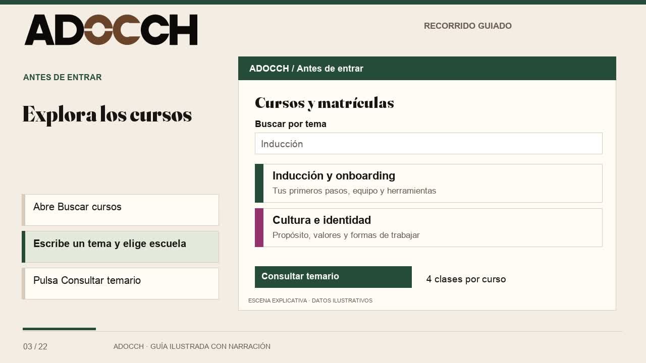 ADOCCH — Explora los cursos · Piloto local