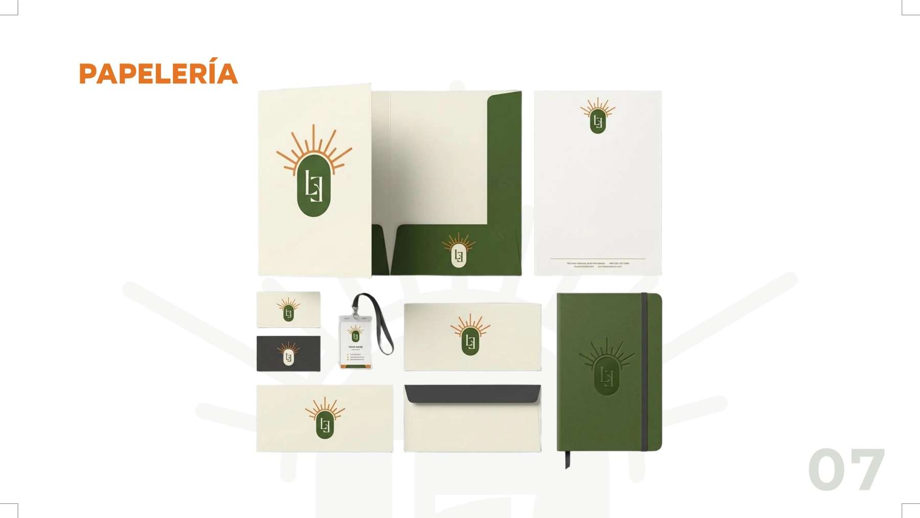Luz del Este — Papelería · Aplicaciones del manual