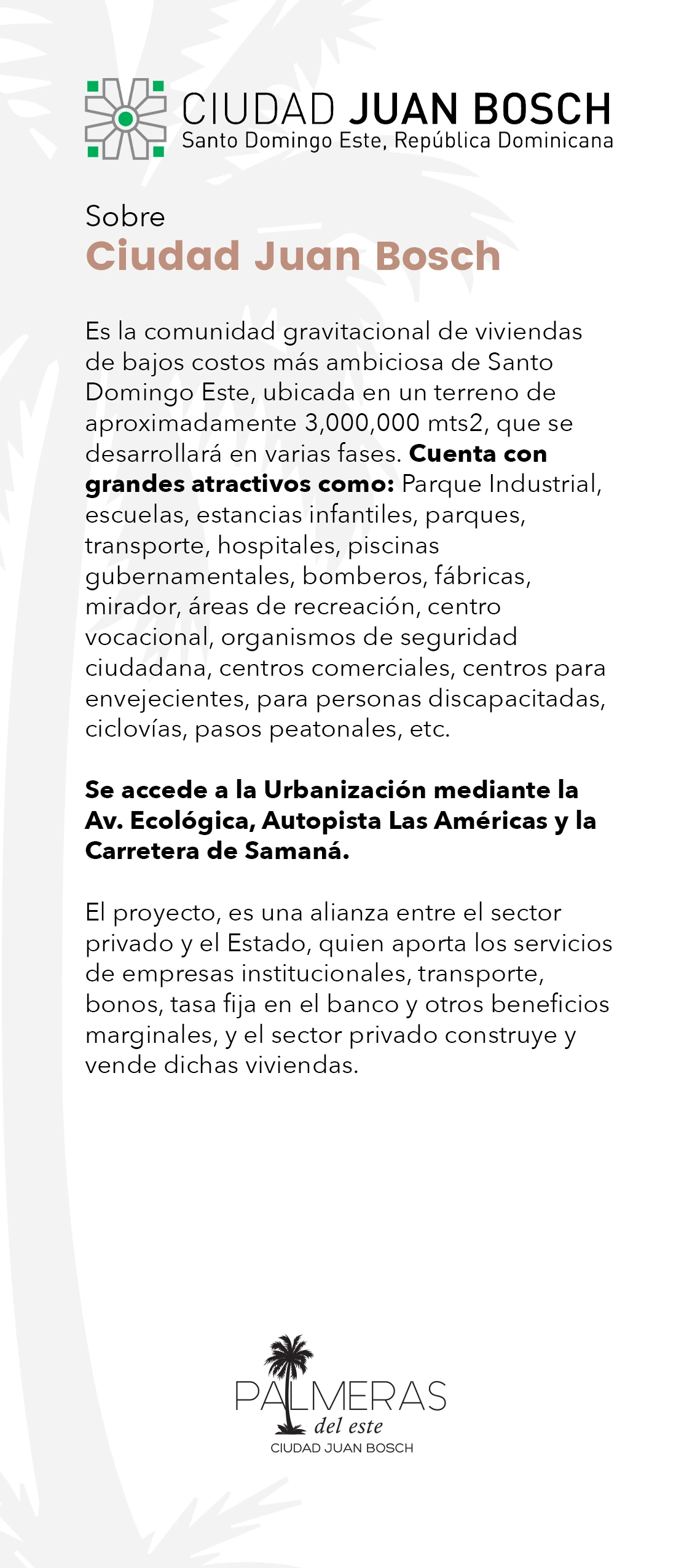 Palmeras del Este — Brochure · Pieza editorial
