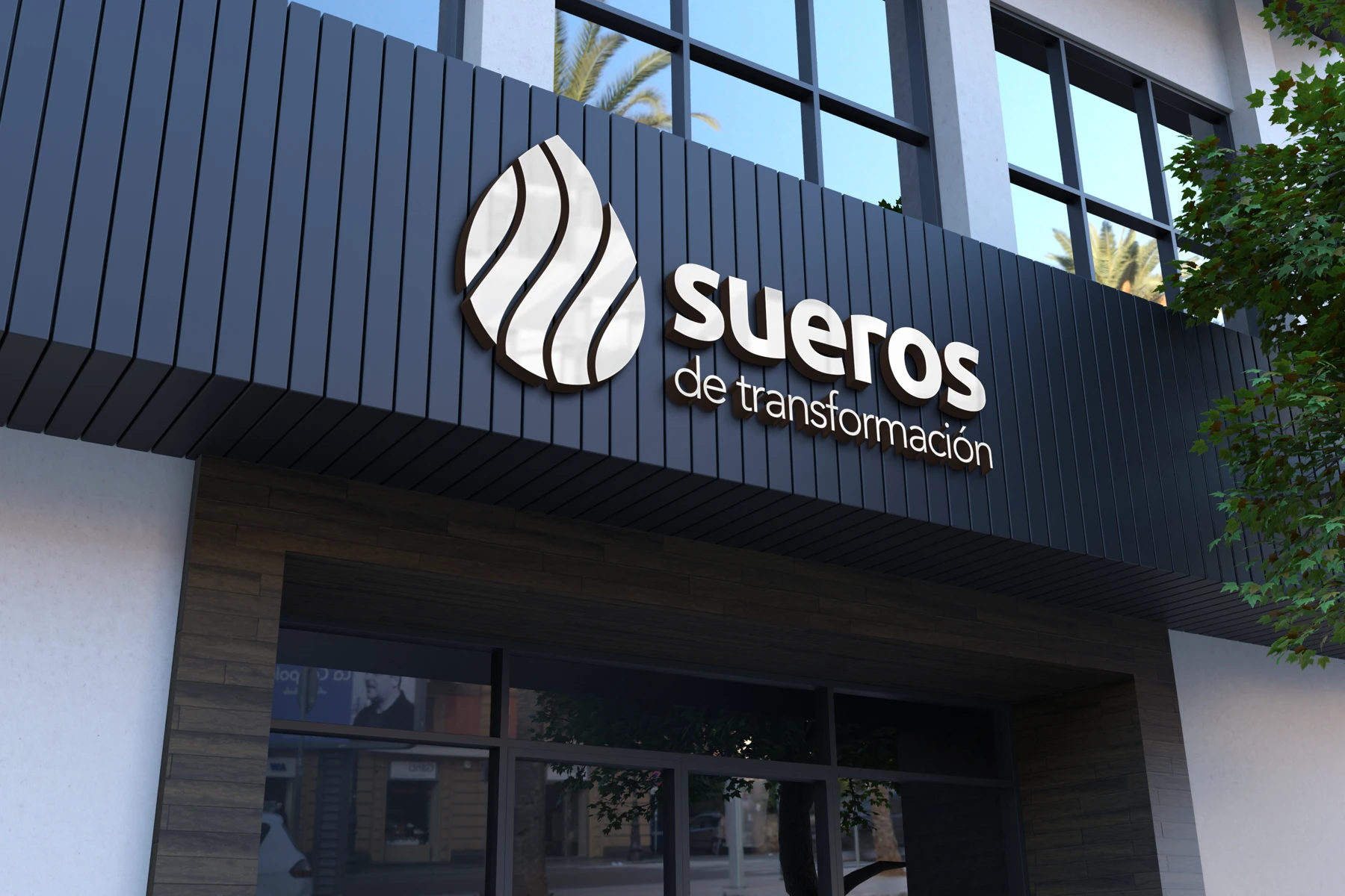 Sueros de Transformación — Aplicación de marca · visualización de diseño