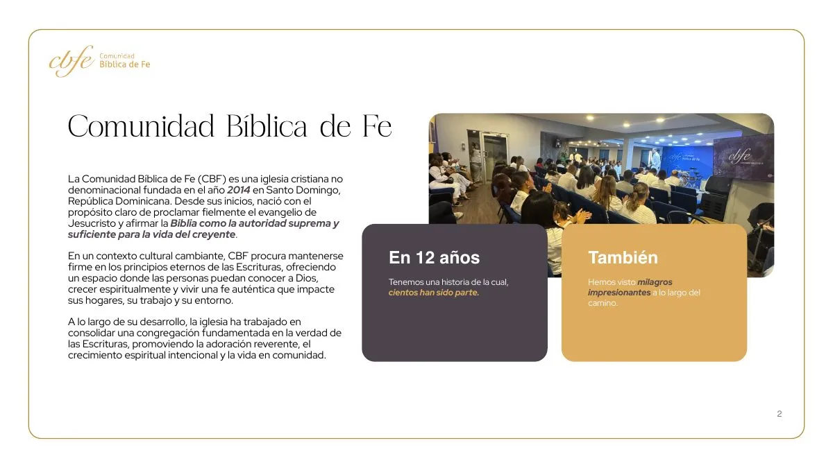 Comunidad Bíblica de Fe — Proyecto Nehemías 3.0
