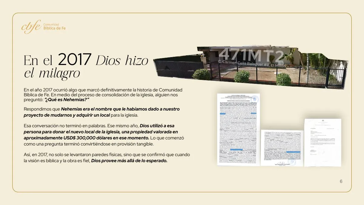 Comunidad Bíblica de Fe — Proyecto Nehemías 3.0