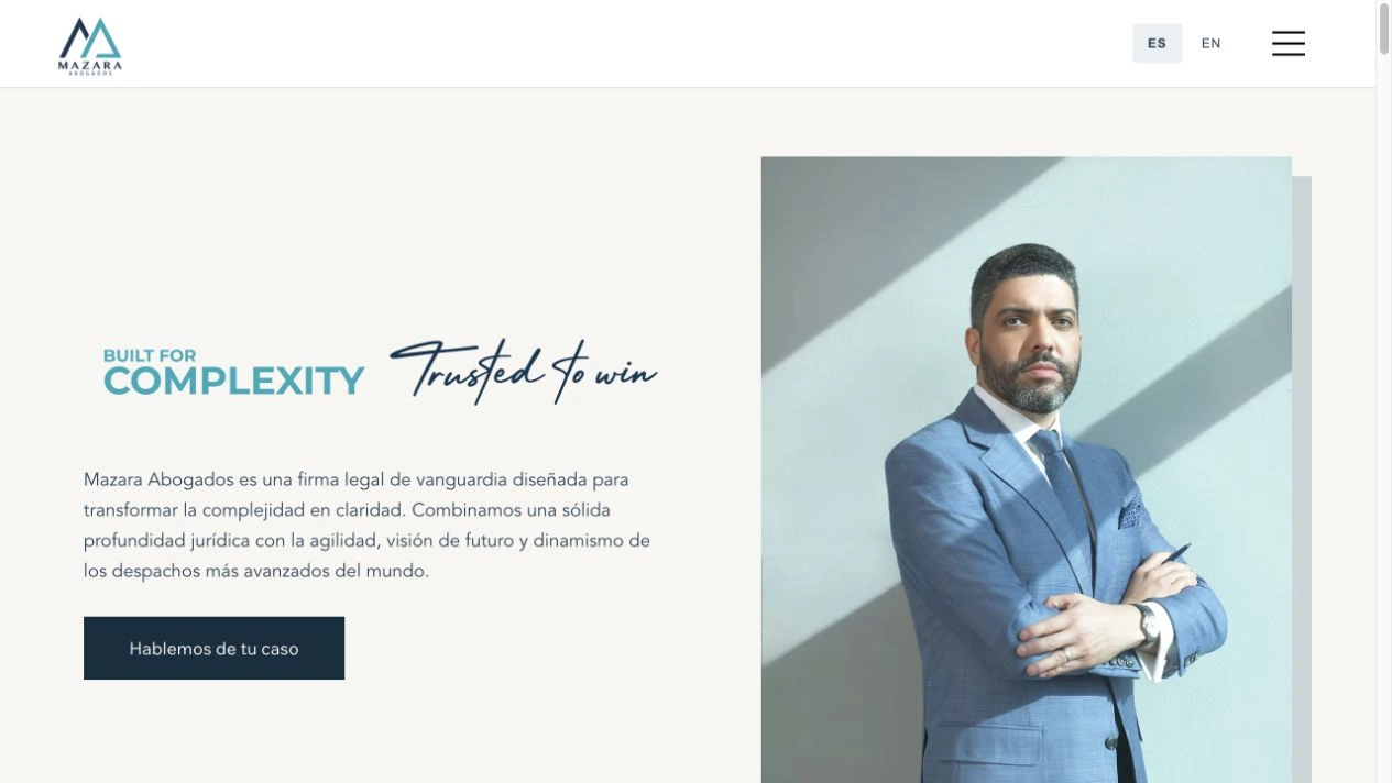 Mazara Abogados — Website actual · captura del sitio público, octubre de 2026